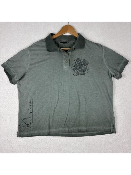 Other - Vintage Y2K Gipfelsturmer Faded Green Polo German Script XXL Boxy Cropped